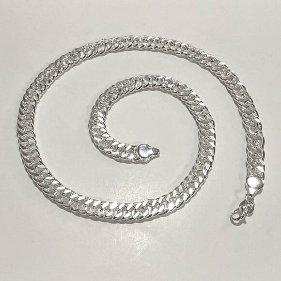 925 Sterling Silver Necklace THICK 10mm Double Chain Valentines Birthday Gift - Picture 3 of 6